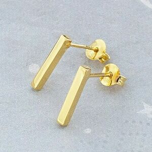 .925 Sterling Silver: minimalist bar earrings; sterling w/gold vermeil; nwot